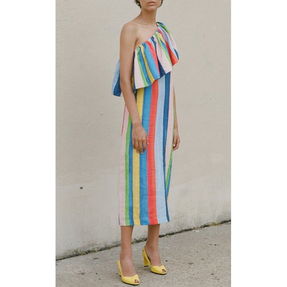 Mara Hoffman Dresses & Skirts - Mara Hoffman Rainbow Striped One Shoulder Dress